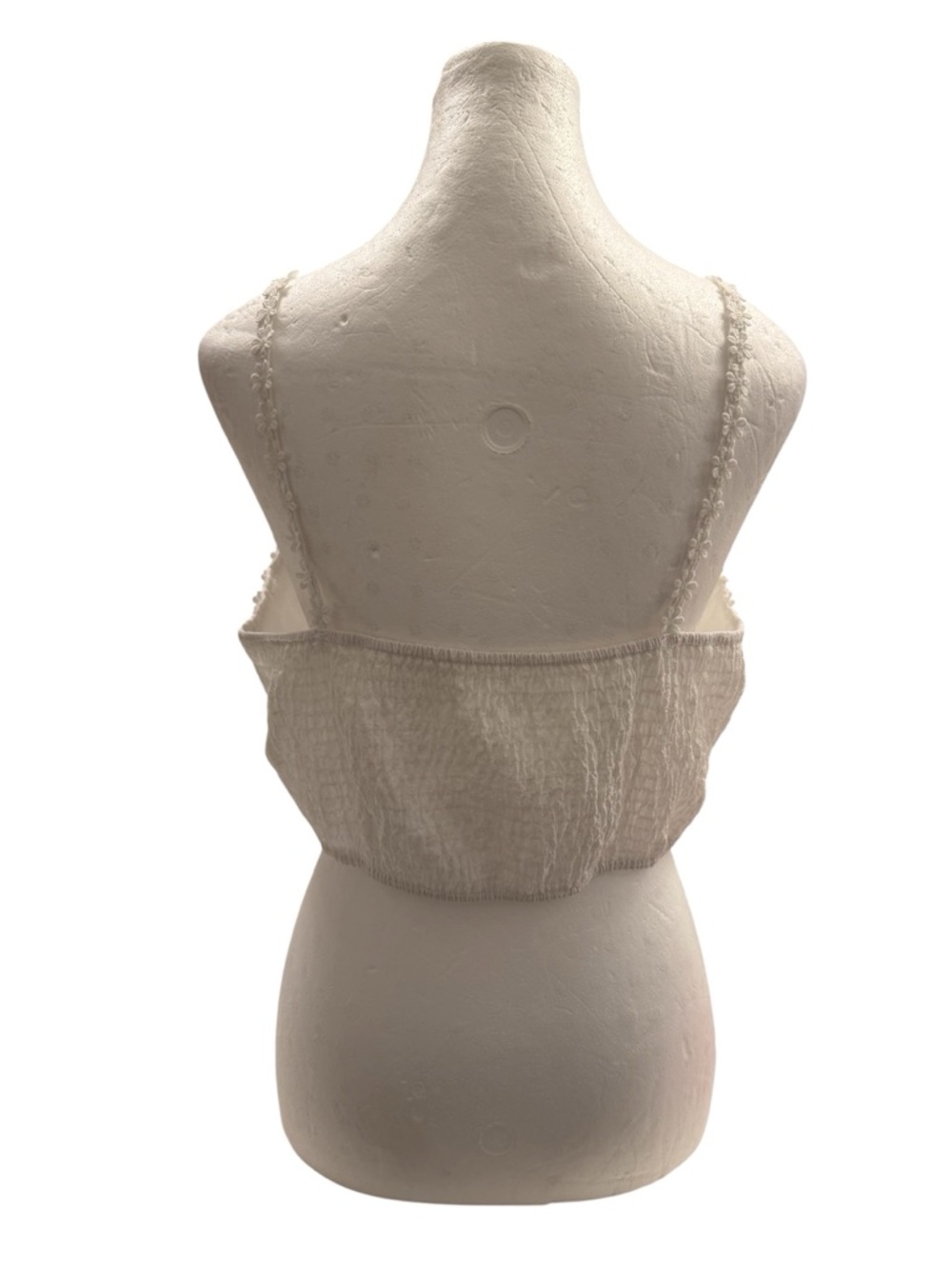 SHEIN White Floral Lace Trim Button-Front Crop Cami, Size M - Picture 4 of 4